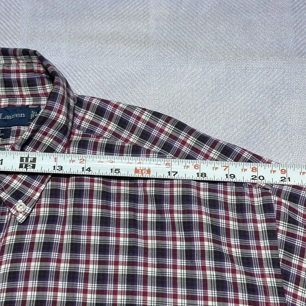 Ralph Lauren Red Plaid Button Down‎ Blake Cotton Shirt Men's Size Large